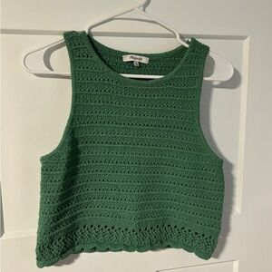 Madewell crochet crop green tank - M